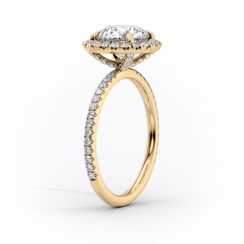 2 CT Asscher Cut Halo Pave Engagement Ring - Moissanite Diamond