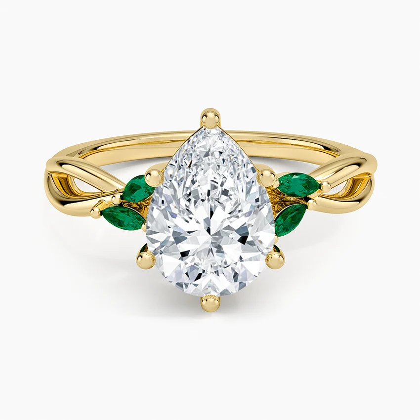 2 CT Pear Cut Moissanite Diamond Nature Inspired Engagement Ring