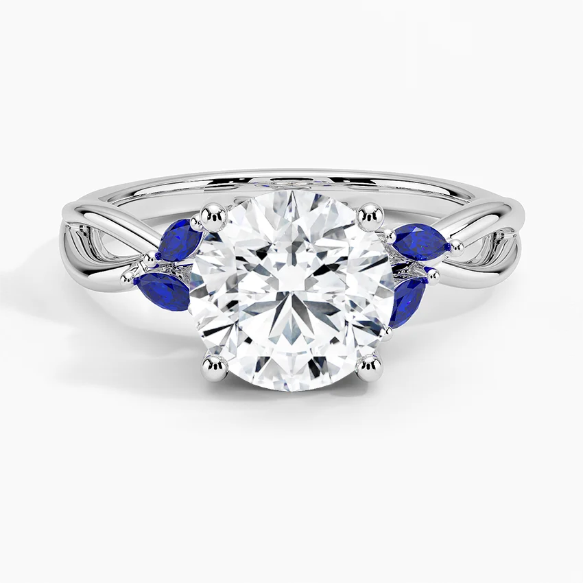 2 CT Round Cut Moissanite Diamond Cluster Engagement Ring