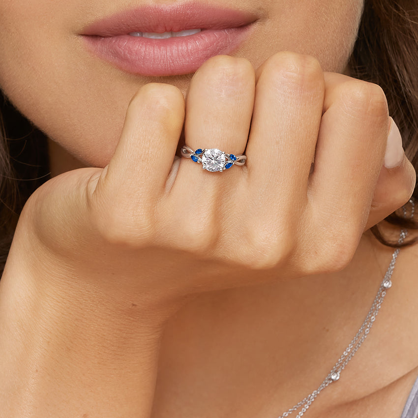 2 CT Round Cut Moissanite Diamond Cluster Engagement Ring