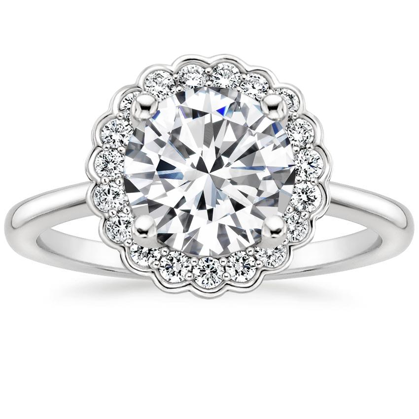 2 CT Round Cut Moissanite Diamond Floral Halo Engagement Ring
