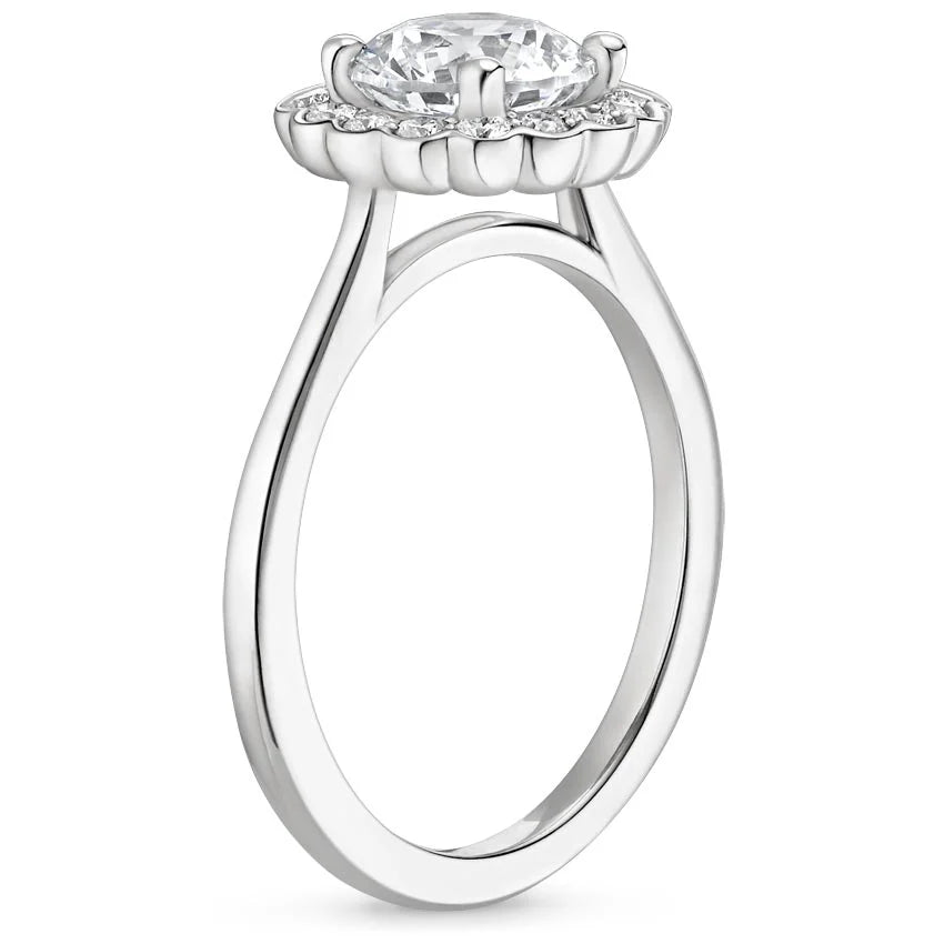 2 CT Round Cut Moissanite Diamond Floral Halo Engagement Ring