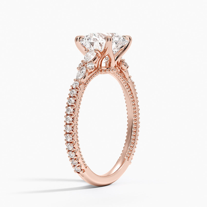 2 CT Round Cut Moissanite Diamond Cluster Pave Engagement Ring