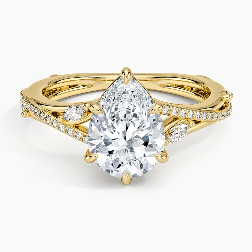 2 CT Pear Cut Moissanite Diamond Nature Inspired Engagement Ring