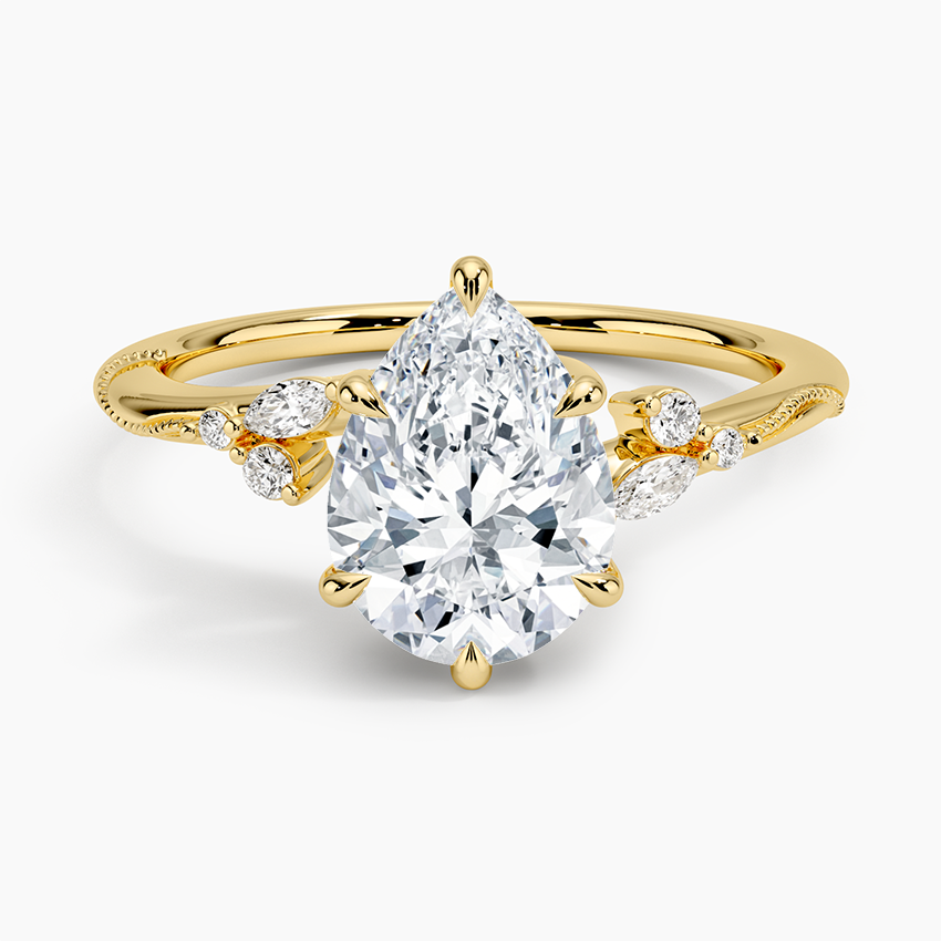 2 CT Pear Cut Moissanite Diamond Cluster Engagement Ring