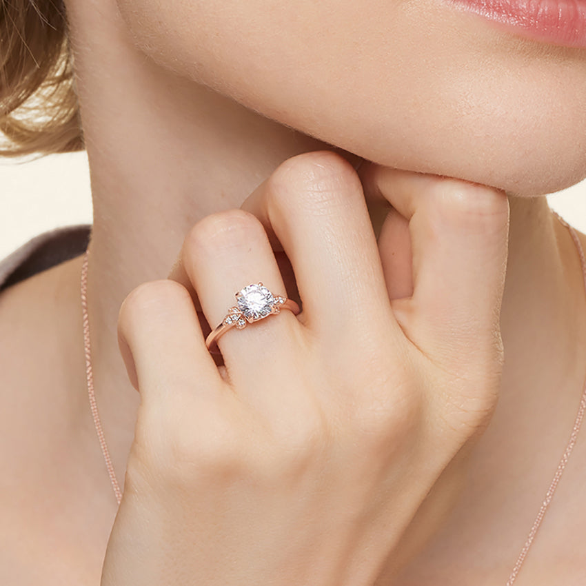 2 CT Pear Cut Moissanite Diamond Cluster Engagement Ring