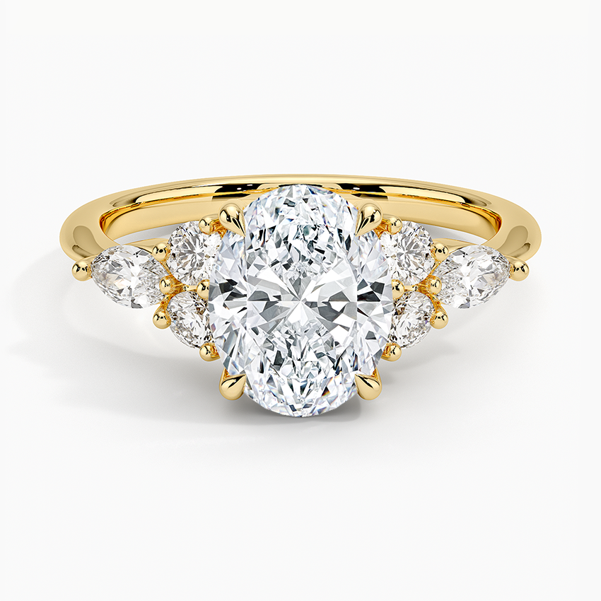 2 CT Oval Cut Moissanite Diamond Cluster Engagement Ring