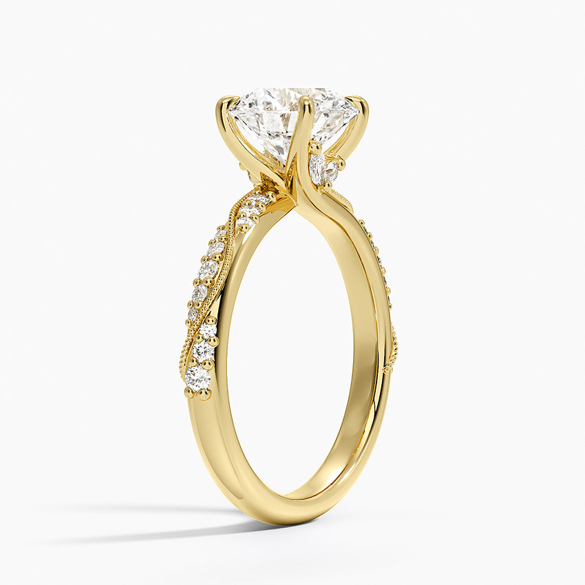 1 CT Round Cut Moissanite Diamond Nature Inspired Engagement Ring