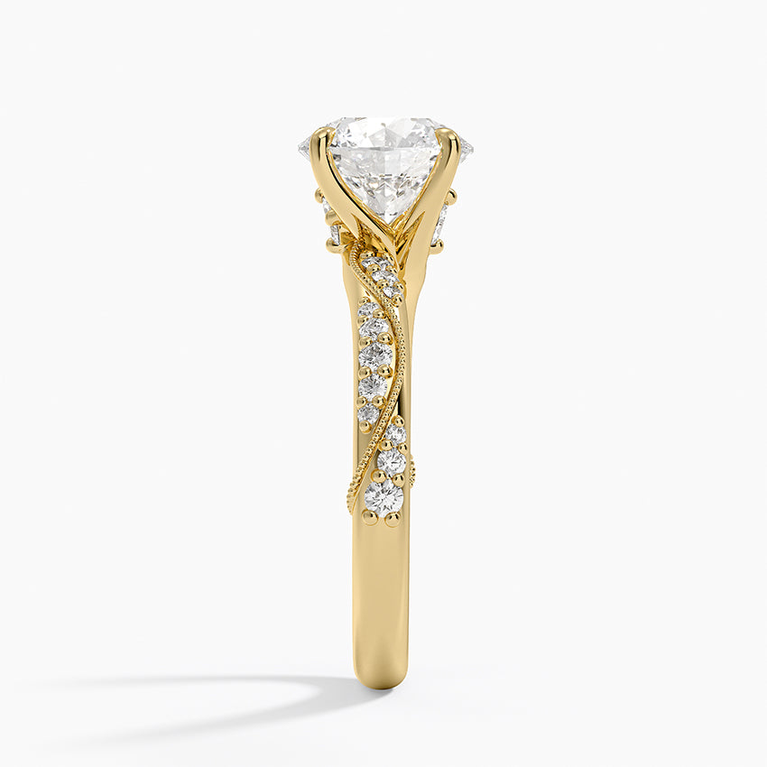 1 CT Round Cut Moissanite Diamond Nature Inspired Engagement Ring