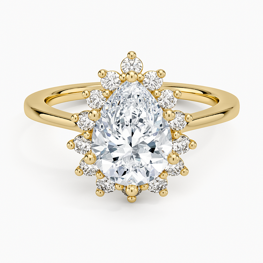 2 CT Pear Cut Moissanite Diamond Halo Engagement Ring