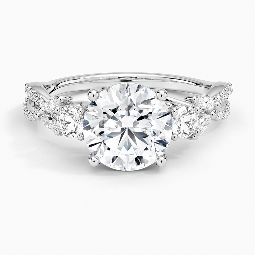 2 CT  Round Cut Moissanite Diamond Three Stone Engagement Ring