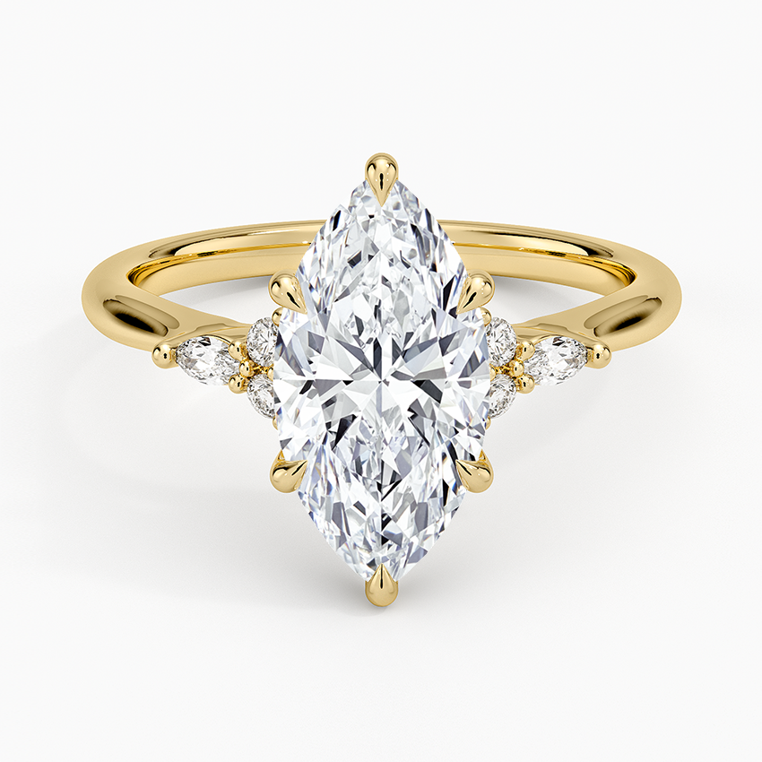 2 CT Marquise Cut Moissanite Diamond Cluster Engagement Ring