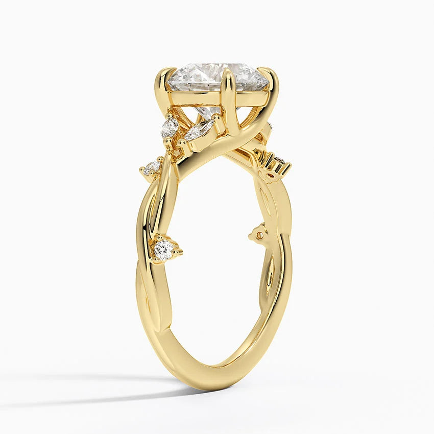 2 CT Round Cut Moissanite Diamond Nature Inspired Engagement Ring