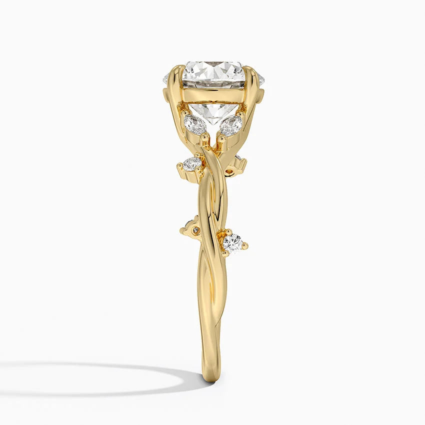 2 CT Round Cut Moissanite Diamond Nature Inspired Engagement Ring