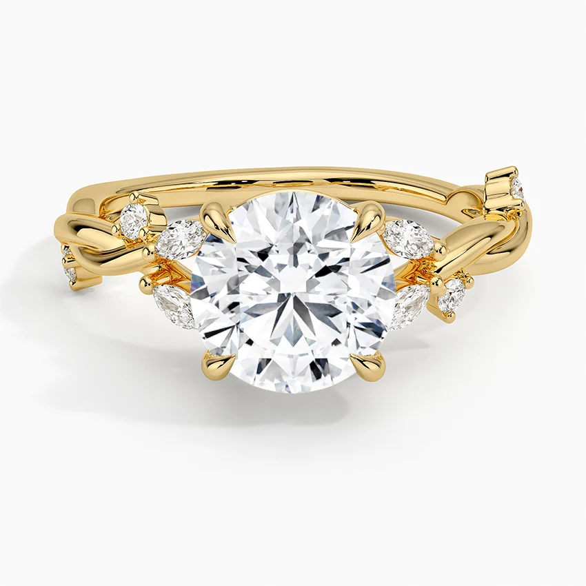 2 CT Round Cut Moissanite Diamond Nature Inspired Engagement Ring