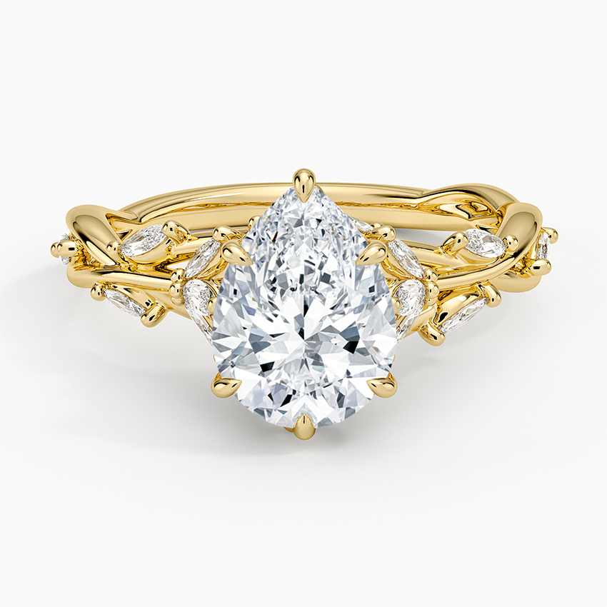 1 CT Pear Cut Moissanite Diamond Nature Inspired Engagement Ring