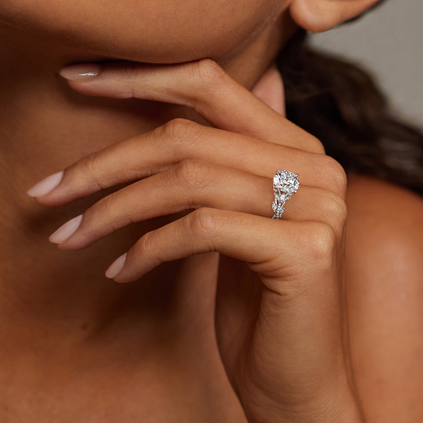 2 CT Round Cut Moissanite Diamond Nature Inspired Engagement Ring