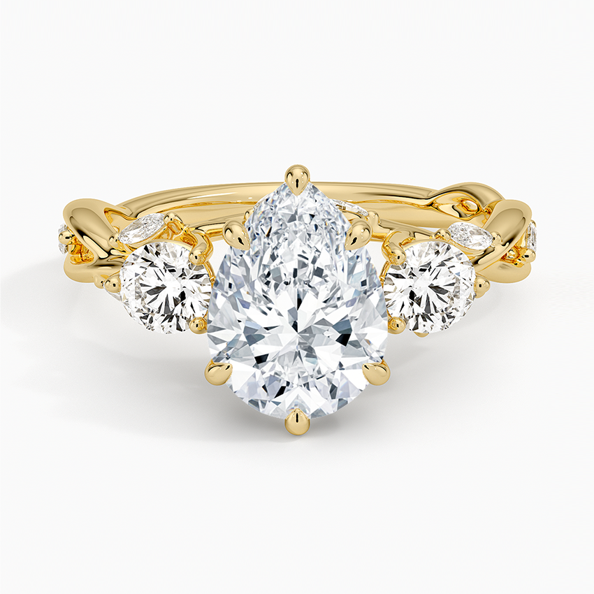 2 CT Pear Cut Moissanite Diamond Three Stone Engagement Ring