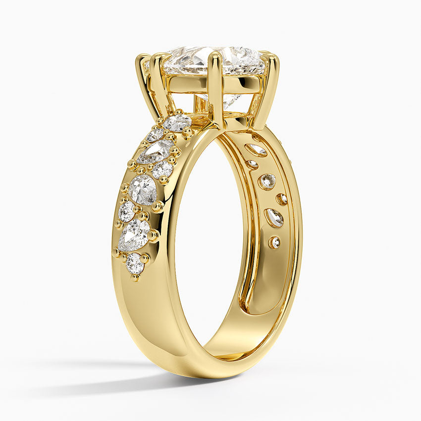 2 CT Pear Cut Moissanite Diamond Mosaic Solitaire Engagement Ring