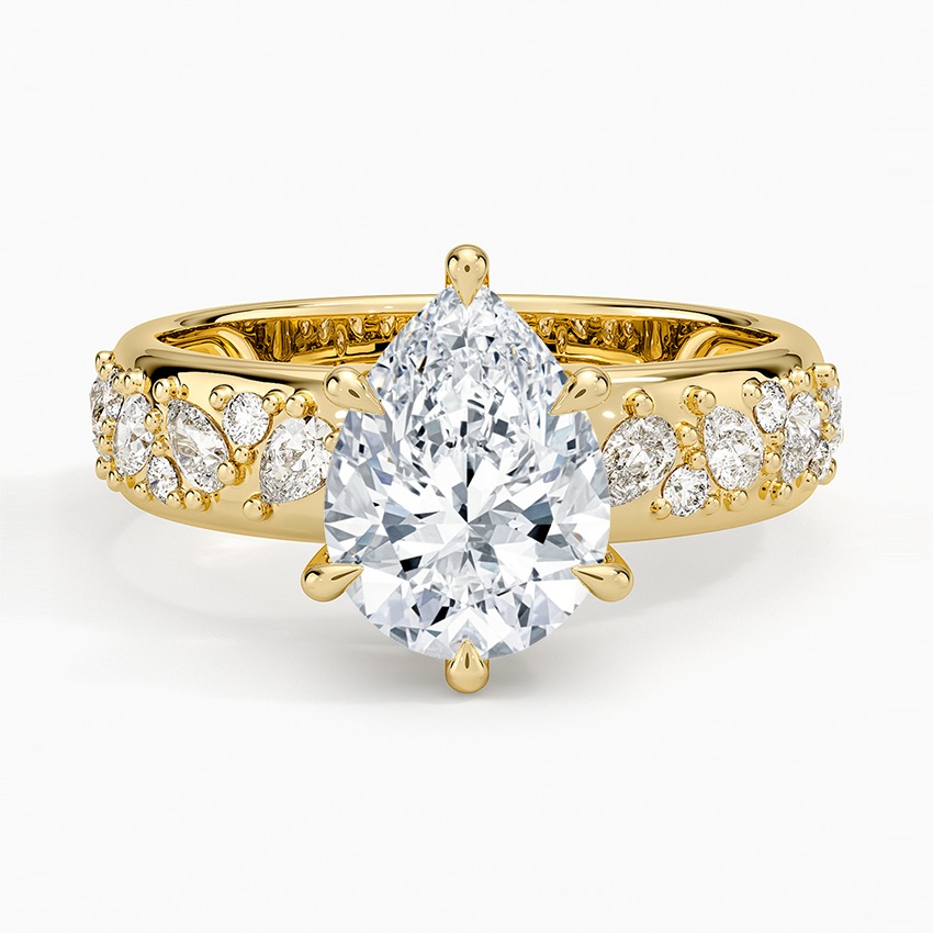 2 CT Pear Cut Moissanite Diamond Mosaic Solitaire Engagement Ring