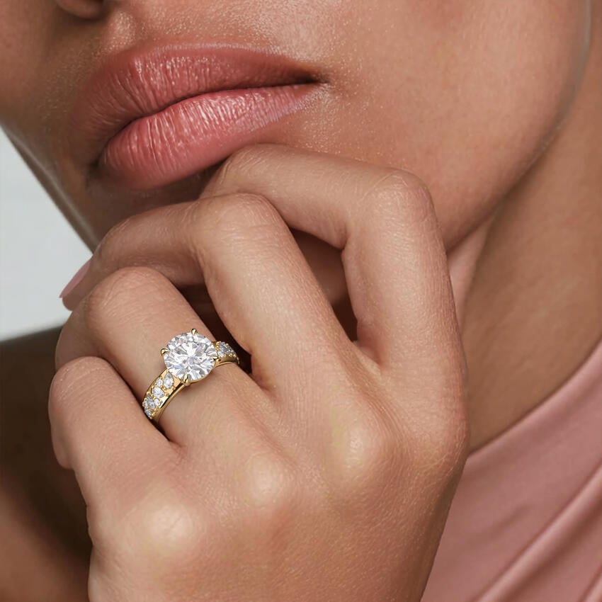 2 CT Pear Cut Moissanite Diamond Mosaic Solitaire Engagement Ring