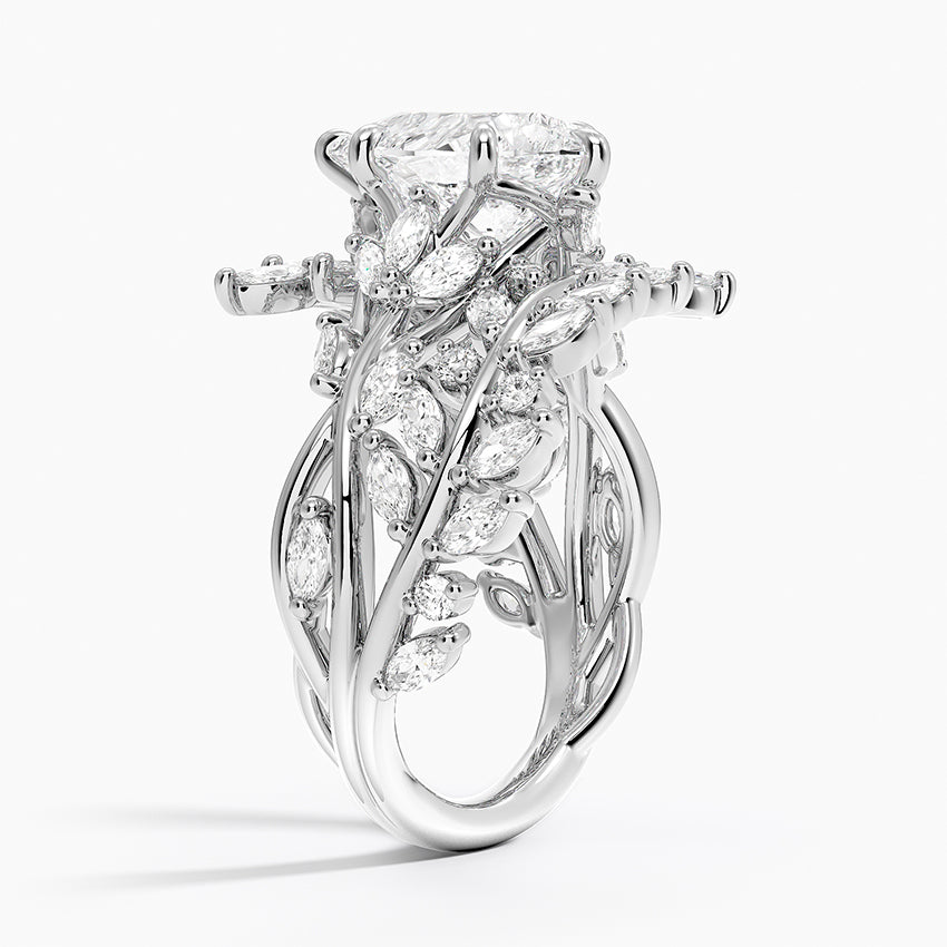 2 CT Pear Cut Moissanite Diamond Garden Inspired Engagement Ring