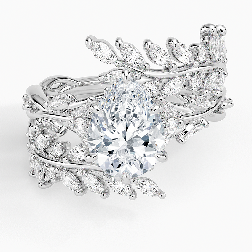2 CT Pear Cut Moissanite Diamond Garden Inspired Engagement Ring