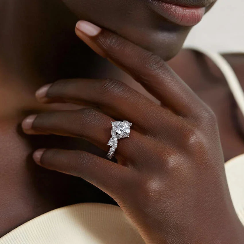 2 CT Pear Cut Moissanite Diamond Vintage Engagement Ring