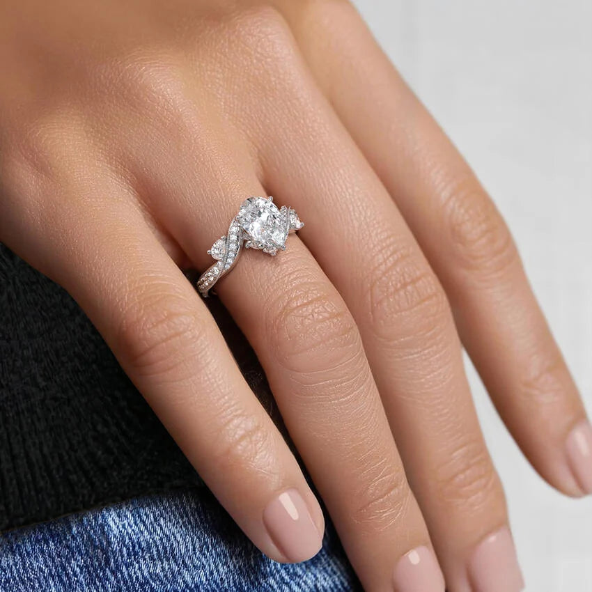 2 CT Pear Cut Moissanite Diamond Vintage Engagement Ring