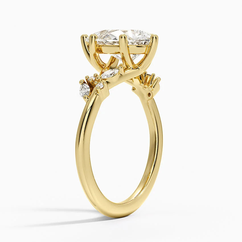 2 CT Pear Cut Moissanite Diamond Floral Inspired Engagement Ring