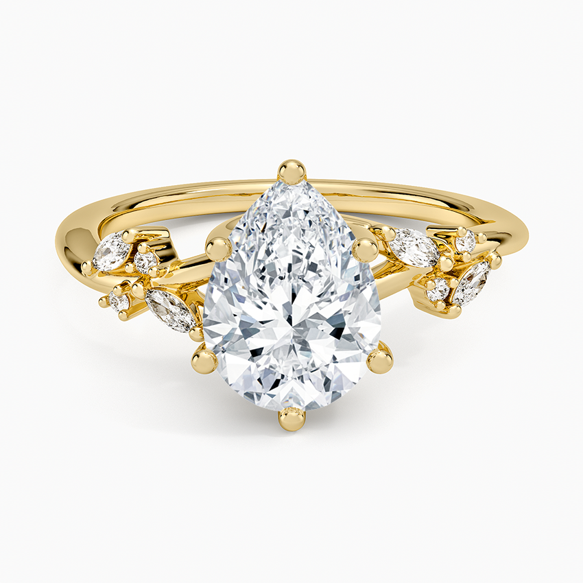 2 CT Pear Cut Moissanite Diamond Floral Inspired Engagement Ring