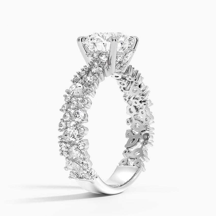 2 CT Round Cut Moissanite Diamond Pave Engagement Ring