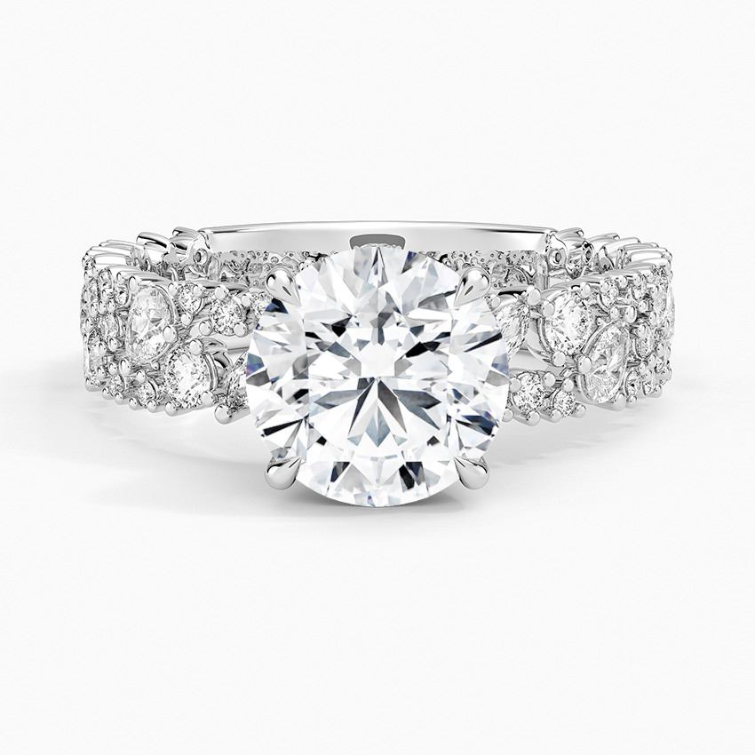 2 CT Round Cut Moissanite Diamond Pave Engagement Ring