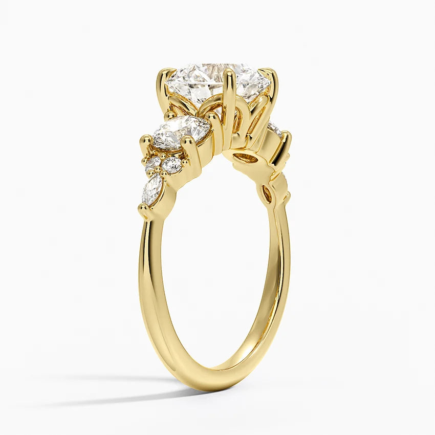 2 CT Round Cut Moissanite Diamond Three Stone Engagement Ring