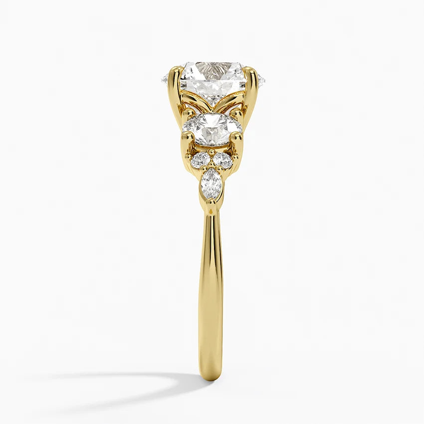 2 CT Round Cut Moissanite Diamond Three Stone Engagement Ring