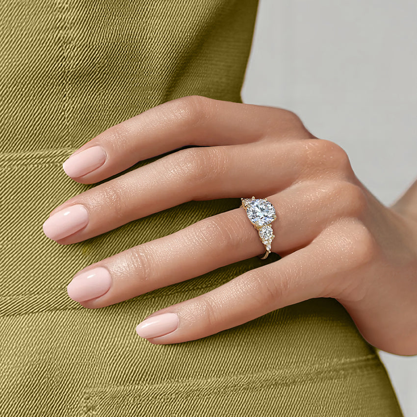 2 CT Round Cut Moissanite Diamond Three Stone Engagement Ring