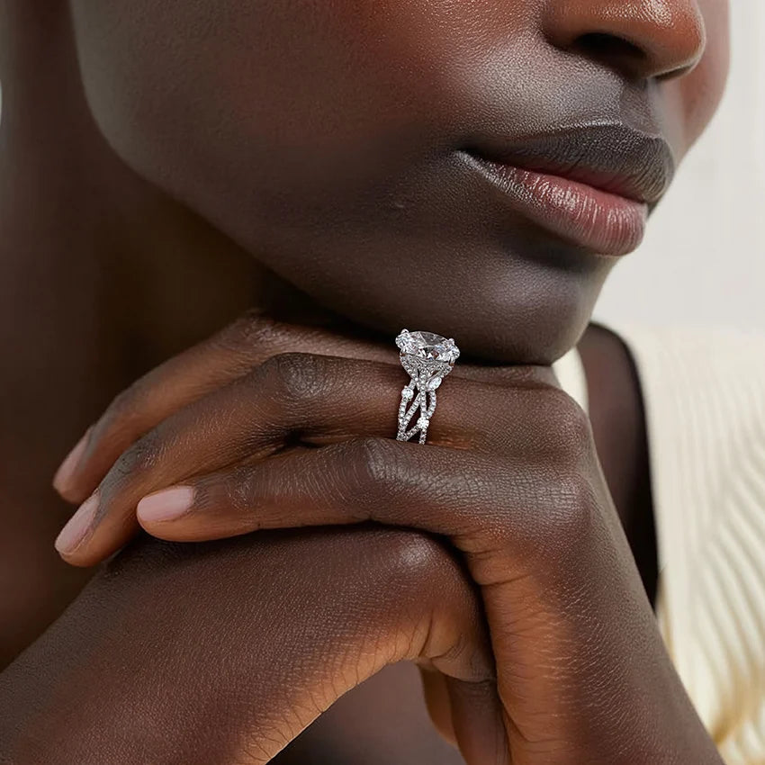 2 CT Oval Cut Moissanite Diamond Garden Inspired Engagement Ring