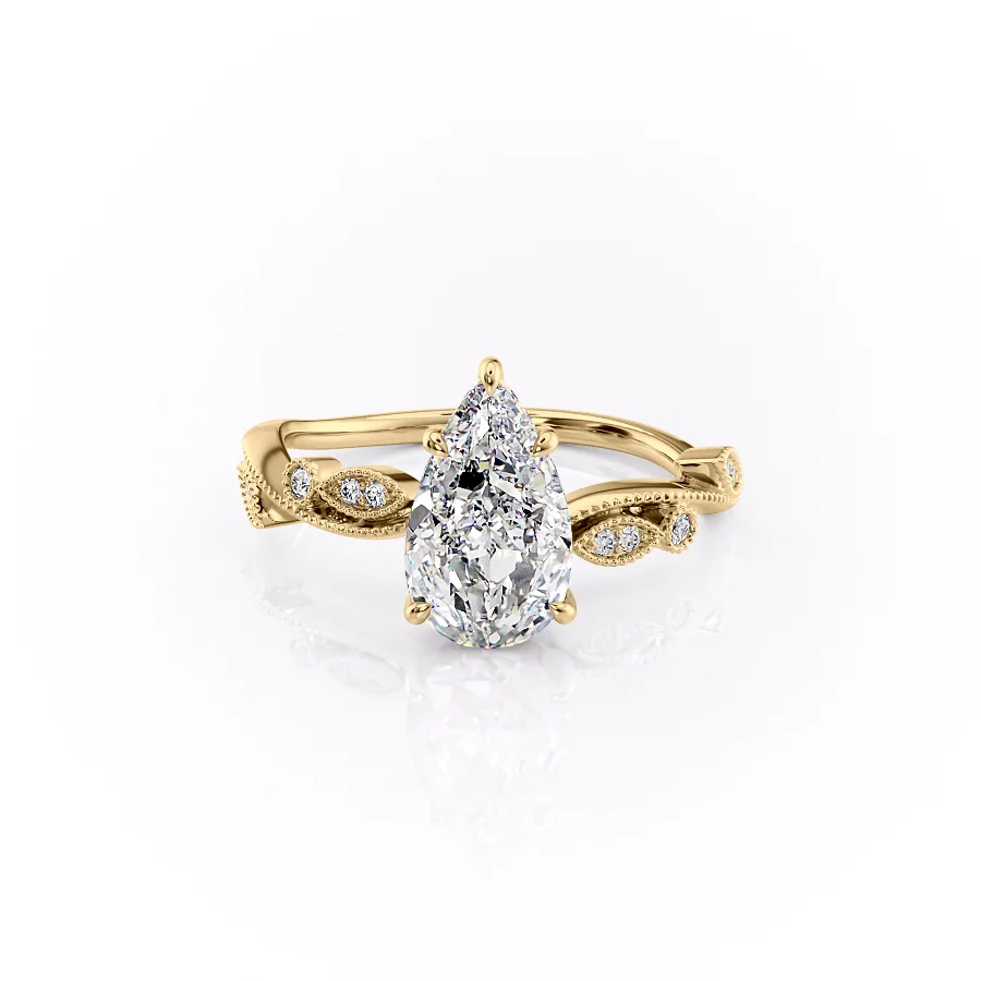 1.50 CT Pear Cut Lab Grown Diamond Engagement Ring