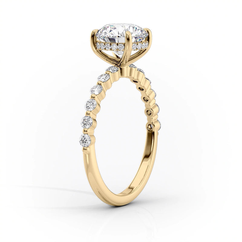 1 CT Emerald Cut Hidden Pave Engagement Ring - Moissanite Diamond