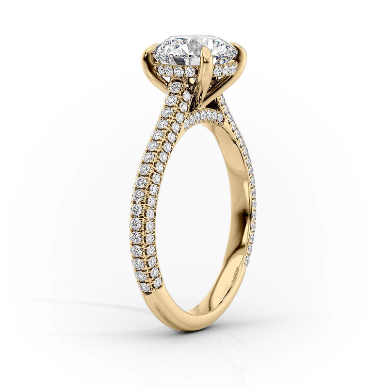 2 CT Princess Cut Three Side Pave Engagement Ring - Moissanite Diamond