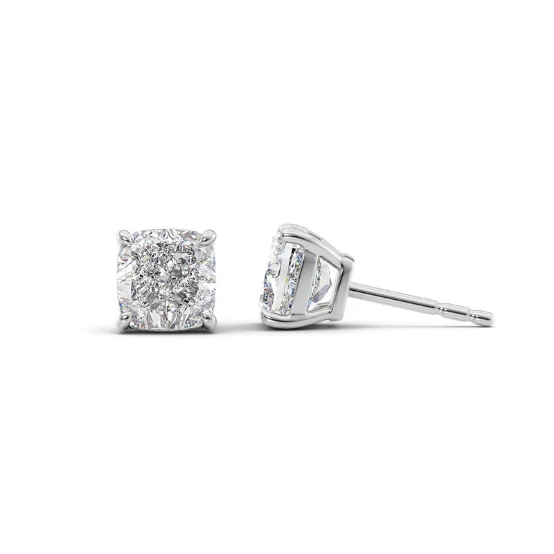 1 CT Cushion Cut Moissanite Diamond Basket Stud Earrings