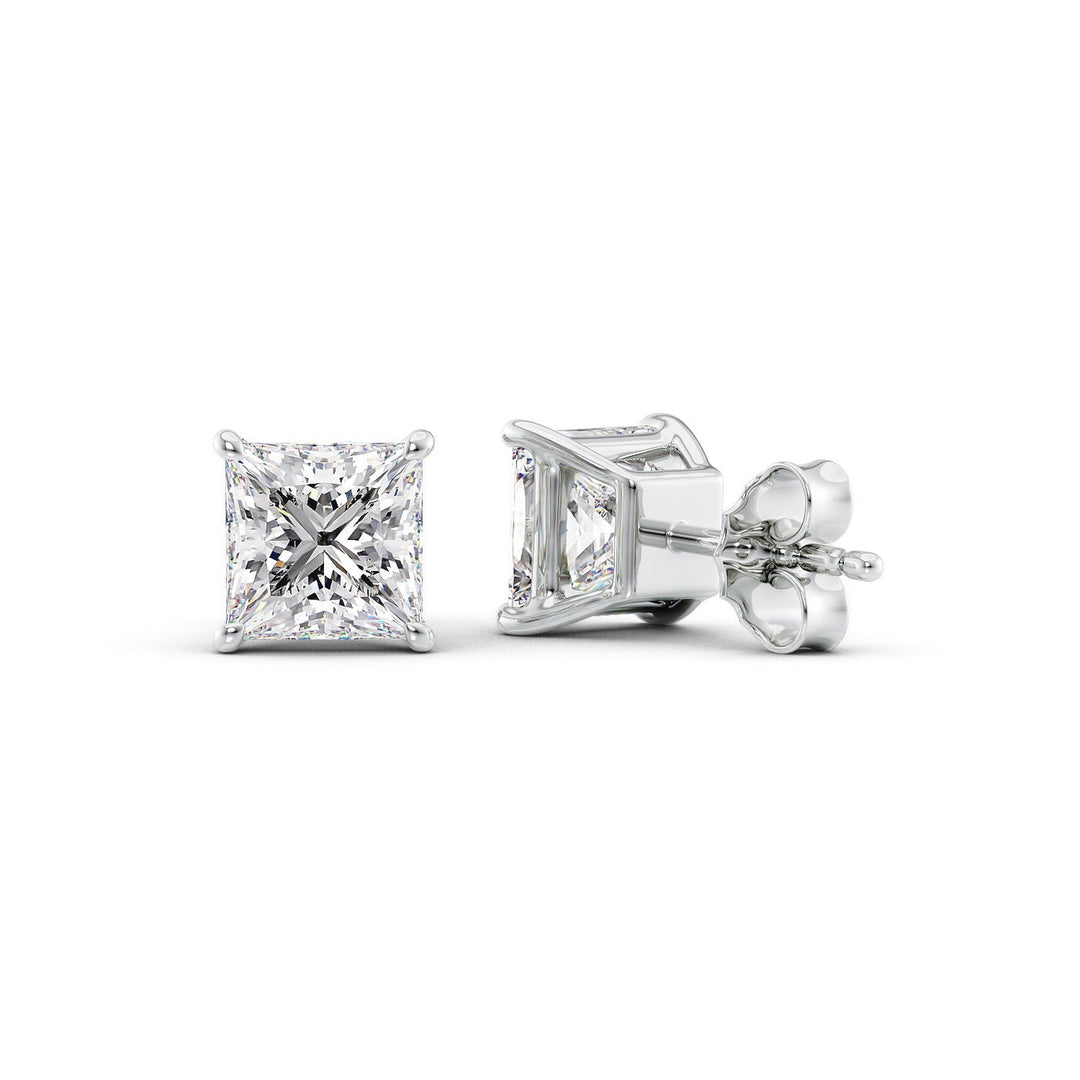 1 CT Princess Cut Moissanite Diamond Basket Stud Earrings