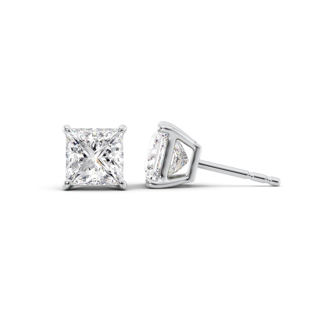 1 CT Princess Cut Moissanite Diamond Basket Stud Earrings
