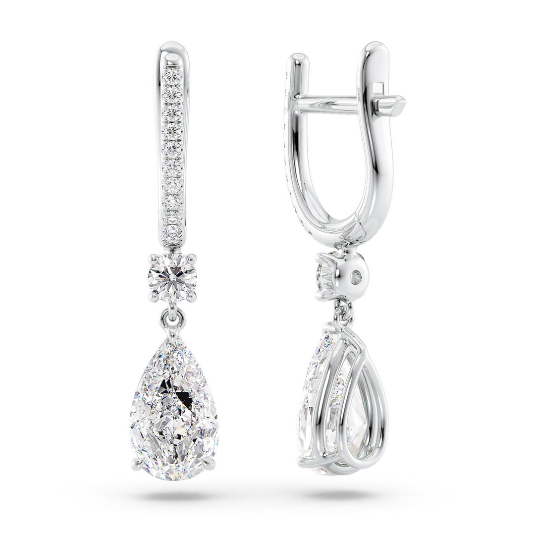 1 CT Pear Cut Moissanite Diamond Drop Earrings