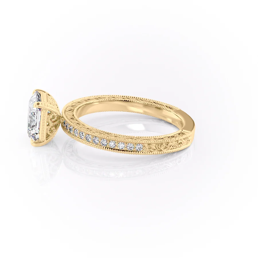 2 CT Asscher Cut Milgrain Engagement Ring - Moissanite Diamond