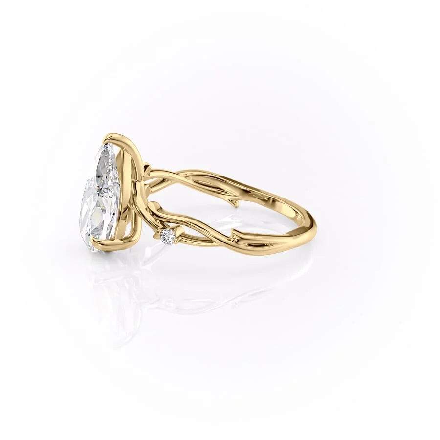 2 CT Pear Cut Nature Inspired Engagement Ring - Moissanite Diamond