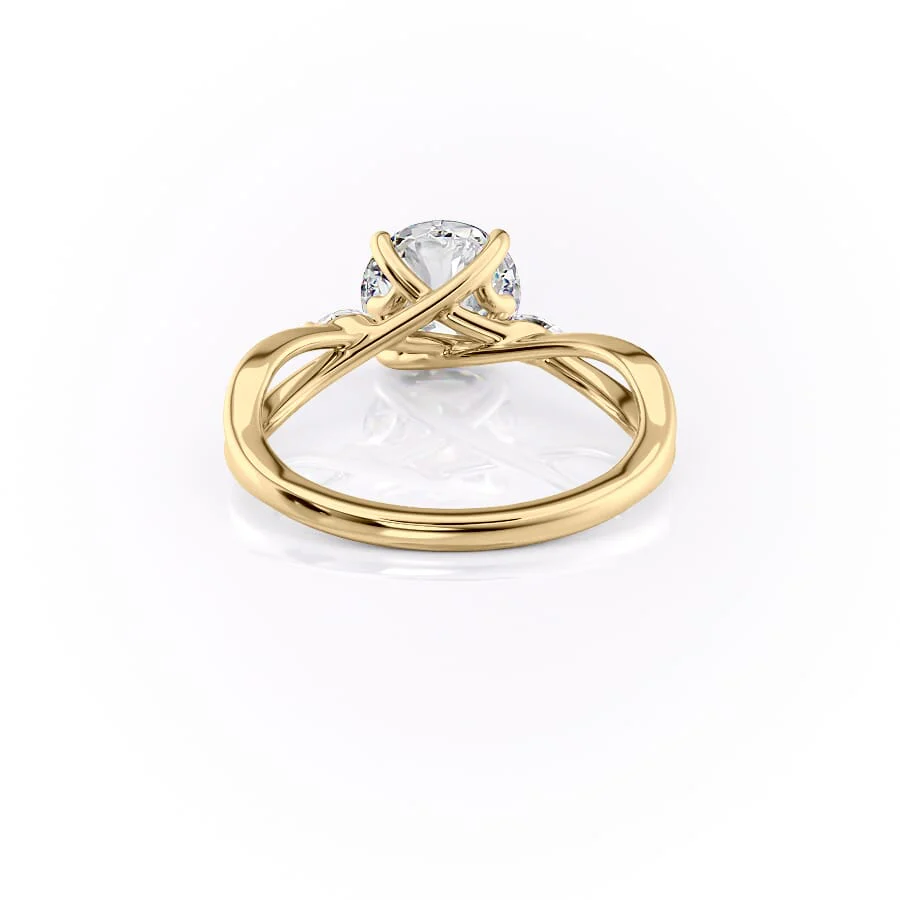 1 CT Unique Round Cut Three Stone Engagement Ring - Moissanite Diamond