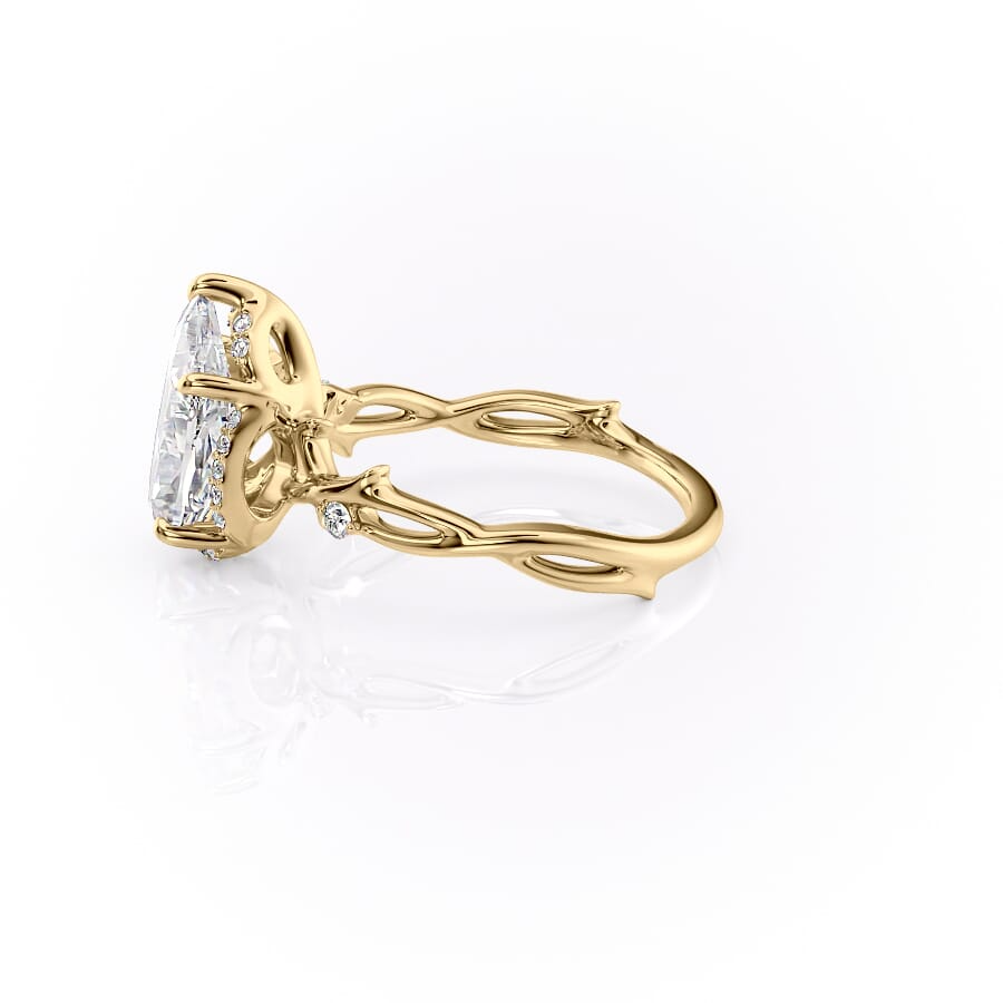2 CT Pear Cut Halo Nature Inspired Engagement Ring - Moissanite Diamond