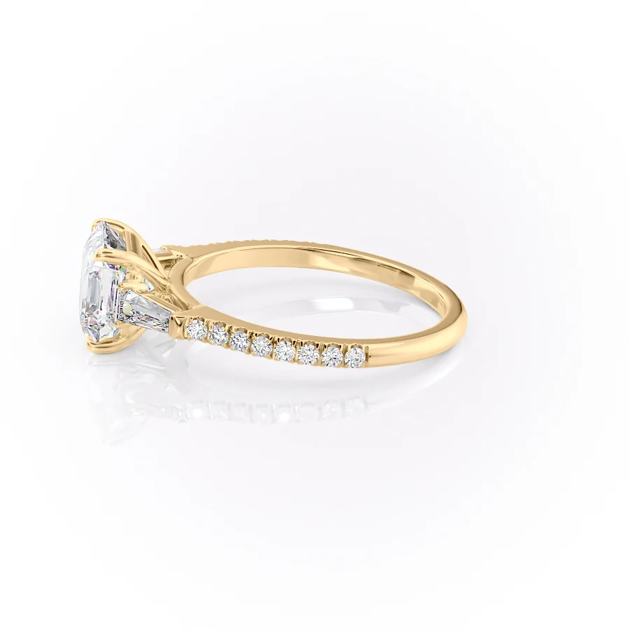 2 CT Asscher Cut Three Stone Pave Engagement Ring - Moissanite Diamond
