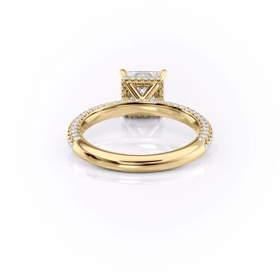 2 CT Princess Cut Three Side Pave Engagement Ring - Moissanite Diamond